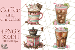 Coffee and Chocolate Clipart PNG Cafe Drinks Dessert Art Product Image 1