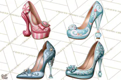 Christmas High Heel Clipart PNG, Whimsical Holiday Shoes Product Image 1