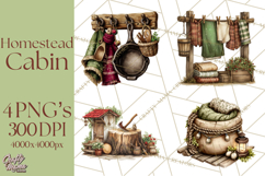 Rustic Homestead Living Clipart | Farm Cabin Png Designs Product Image 1