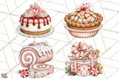 Peppermint Christmas Bakery Clipart PNG, Candy Cane Sweets Product Image 1