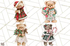 Christmas Teddy Bear Clipart PNG Watercolor Holiday Bears Product Image 1