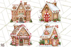 Downtown Gingerbread Town Buildings Clipart PNG Product Image 1