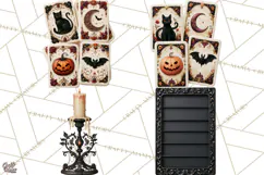 Halloween Mahjong Clipart, Spooky Mahjong Tiles PNG, Gothic Product Image 1