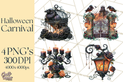 Gothic Halloween Carnival Clipart Haunted Circus PNG Product Image 1