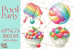 Summer Pool Party Clipart PNG, Rainbow Summer Png Designs Product Image 1
