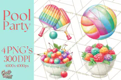 Summer Pool Party Clipart PNG, Rainbow Summer Png Designs Product Image 1