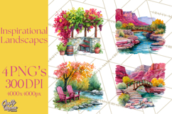 Watercolor Inspirational Landscapes, Sublimation Designs Product Image 1