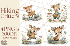 Cute Hiking Woodland Animals Adventure Clipart PNG Product Image 1