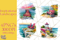 Watercolor Inspirational Landscapes, Sublimation Designs Product Image 1