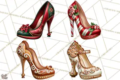 Christmas High Heel Clipart PNG, Whimsical Holiday Shoes Product Image 1