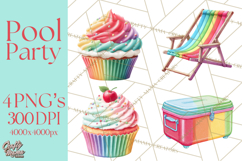 Summer Pool Party Clipart PNG, Rainbow Summer Png Designs Product Image 1