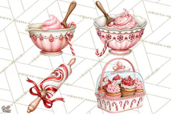 Peppermint Christmas Bakery Clipart PNG, Candy Cane Sweets Product Image 1
