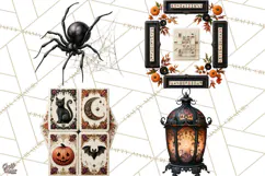 Halloween Mahjong Clipart, Spooky Mahjong Tiles PNG, Gothic Product Image 1