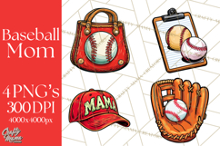 Baseball Mom Clipart PNG with Baseball Gear, Baseball Mama Product Image 1