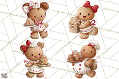 Christmas Gingerbread Clipart PNG, Cute Christmas Characters Product Image 1