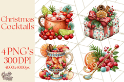 Christmas Cocktail Bar Clipart PNG Elements Product Image 1