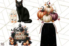 Halloween Mahjong Clipart, Spooky Mahjong Tiles PNG, Gothic Product Image 1