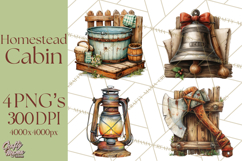 Rustic Homestead Living Clipart | Farm Cabin Png Designs Product Image 1