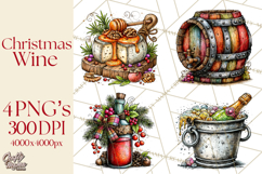 Christmas Wine Night Clipart PNG, Alcohol Christmas Png Product Image 1