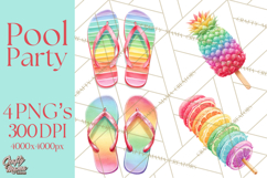 Summer Pool Party Clipart PNG, Rainbow Summer Png Designs Product Image 1