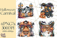 Gothic Halloween Carnival Clipart Haunted Circus PNG Product Image 1
