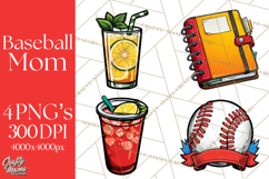 Baseball Mom Clipart PNG with Baseball Gear, Baseball Mama Product Image 1
