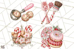 Peppermint Christmas Bakery Clipart PNG, Candy Cane Sweets Product Image 1