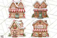 Downtown Gingerbread Town Buildings Clipart PNG Product Image 1