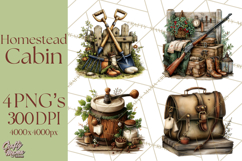 Rustic Homestead Living Clipart | Farm Cabin Png Designs Product Image 1