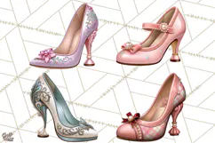 Christmas High Heel Clipart PNG, Whimsical Holiday Shoes Product Image 1
