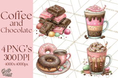 Coffee and Chocolate Clipart PNG Cafe Drinks Dessert Art Product Image 1