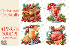 Christmas Cocktail Bar Clipart PNG Elements Product Image 1