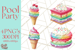 Summer Pool Party Clipart PNG, Rainbow Summer Png Designs Product Image 1