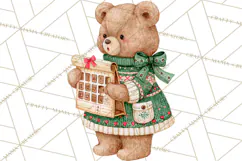 Christmas Teddy Bear Clipart PNG Watercolor Holiday Bears Product Image 4