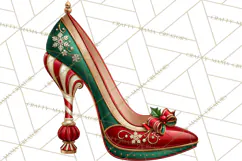 Christmas High Heel Clipart PNG, Whimsical Holiday Shoes Product Image 4