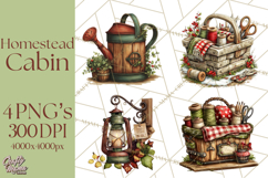 Rustic Homestead Living Clipart | Farm Cabin Png Designs Product Image 1