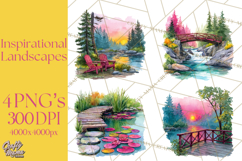 Watercolor Inspirational Landscapes, Sublimation Designs Product Image 1