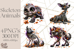 Animal Skeleton Halloween PNG Clipart Set Product Image 1