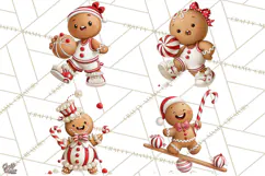 Christmas Gingerbread Clipart PNG, Cute Christmas Characters Product Image 1