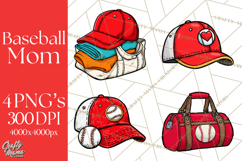 Baseball Mom Clipart PNG with Baseball Gear, Baseball Mama Product Image 1