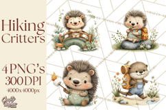 Cute Hiking Woodland Animals Adventure Clipart PNG Product Image 1