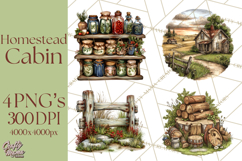 Rustic Homestead Living Clipart | Farm Cabin Png Designs Product Image 1
