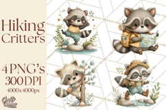 Cute Hiking Woodland Animals Adventure Clipart PNG Product Image 1
