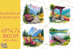 Watercolor Inspirational Landscapes, Sublimation Designs Product Image 1