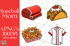 Baseball Mom Clipart PNG with Baseball Gear, Baseball Mama Product Image 1