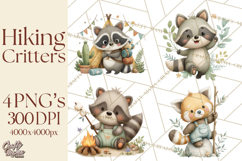 Cute Hiking Woodland Animals Adventure Clipart PNG Product Image 1