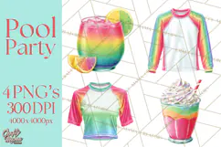 Summer Pool Party Clipart PNG, Rainbow Summer Png Designs Product Image 1