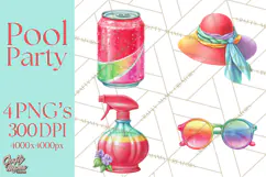 Summer Pool Party Clipart PNG, Rainbow Summer Png Designs Product Image 1