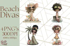 Beach Diva Summer Girls PNG Beach Glam Clipart Product Image 1