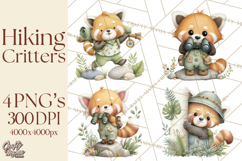 Cute Hiking Woodland Animals Adventure Clipart PNG Product Image 1